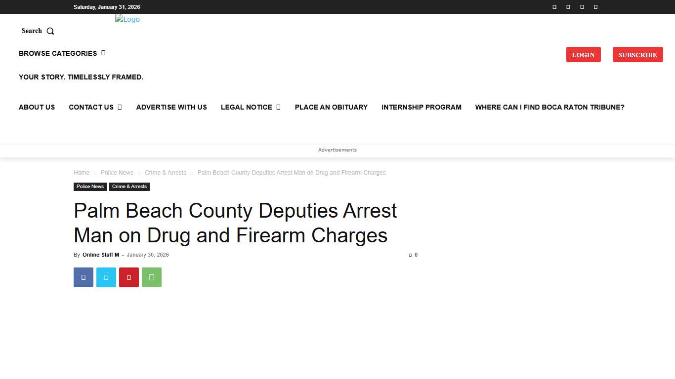 Palm Beach County Deputies Arrest Man on Drug and Firearm Charges - The Boca Raton Tribune